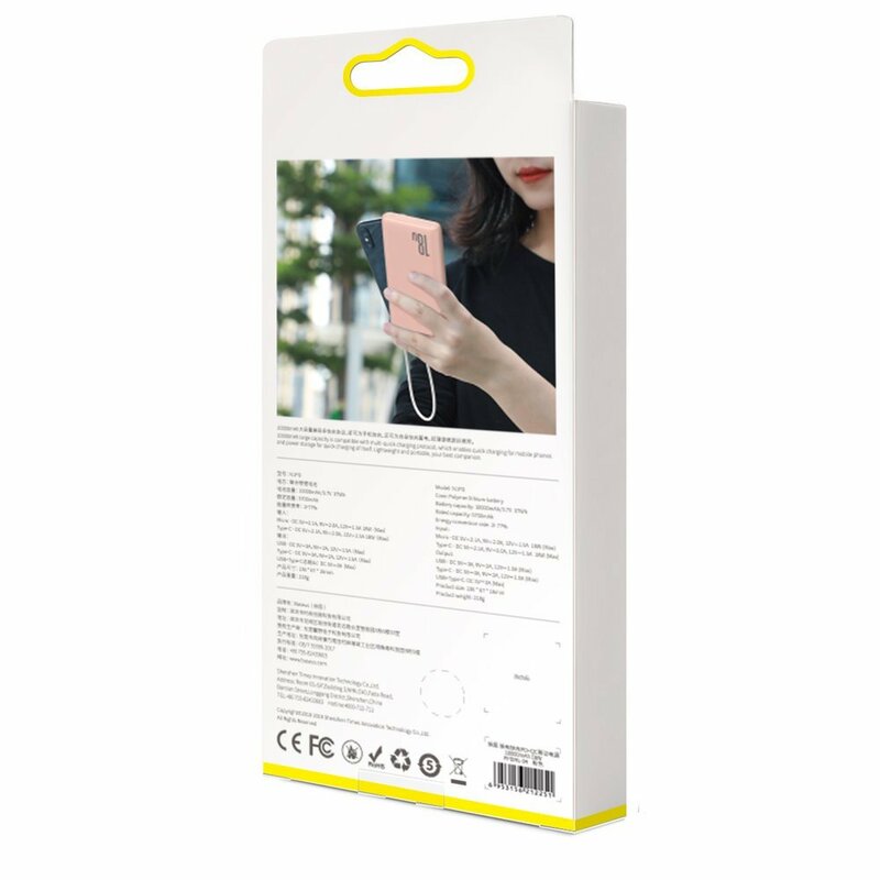 Acumulator Extern 10000 mAh Baseus Bipow Cu Incarcare Rapida 18W - PPDML-04 - Roz