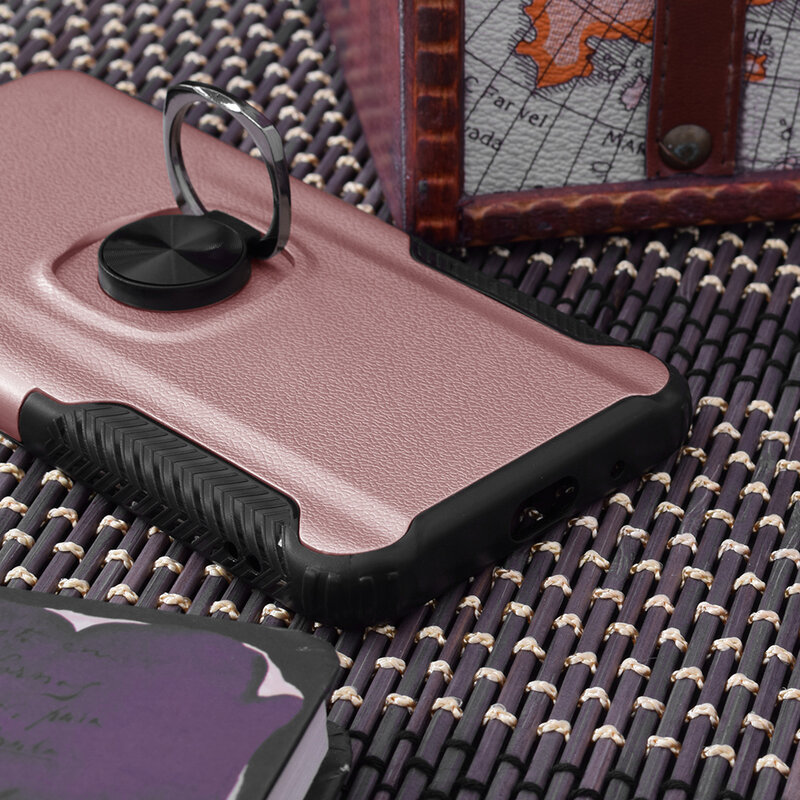 Husa Xiaomi Redmi Note 8T Hybrid Cu Inel Suport Stand Magnetic - Roz