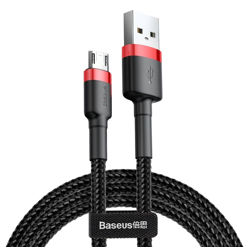 Cablu De Date Micro-USB Baseus Cafule Cu Invelis Textil 0.5M - CAMKLF-A91 - Negru-Rosu 
