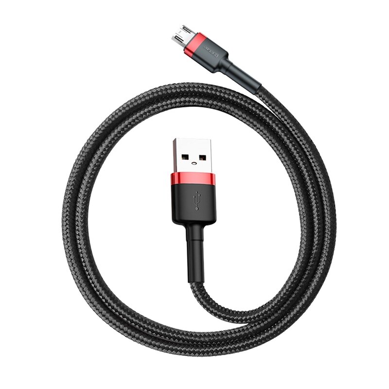 Cablu De Date Micro-USB Baseus Cafule Cu Invelis Textil 0.5M - CAMKLF-A91 - Negru-Rosu 