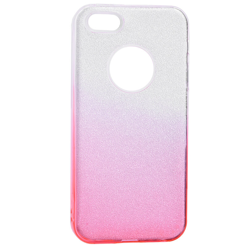Husa iPhone SE, 5, 5S Gradient Color TPU Sclipici - Roz