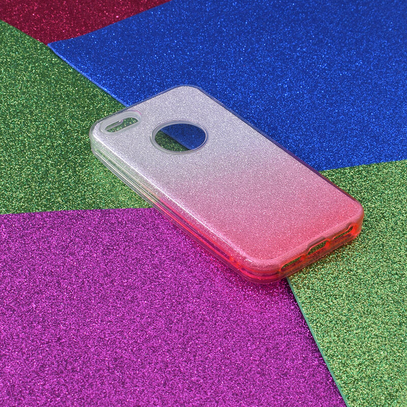 Husa iPhone SE, 5, 5S Gradient Color TPU Sclipici - Roz