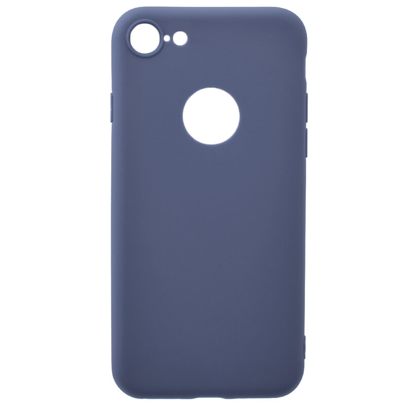 Husa iPhone 7 Soft TPU Cu Decupaj Pentru Sigla - Albastru