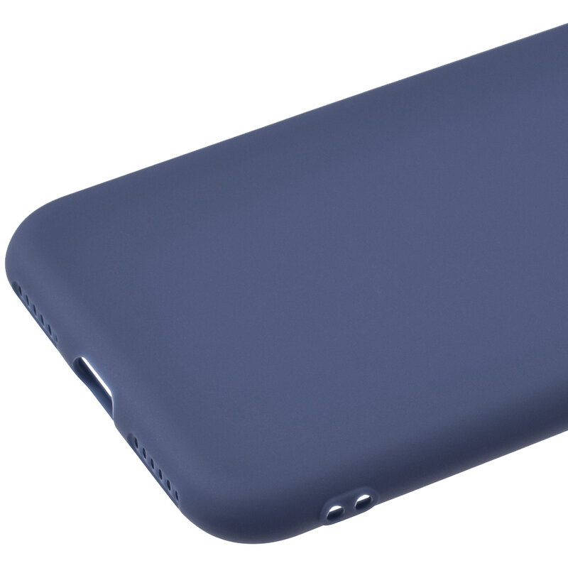 Husa iPhone 7 Soft TPU Cu Decupaj Pentru Sigla - Albastru