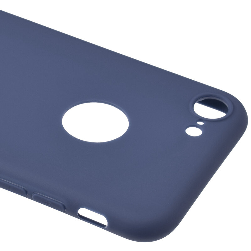 Husa iPhone 7 Soft TPU Cu Decupaj Pentru Sigla - Albastru