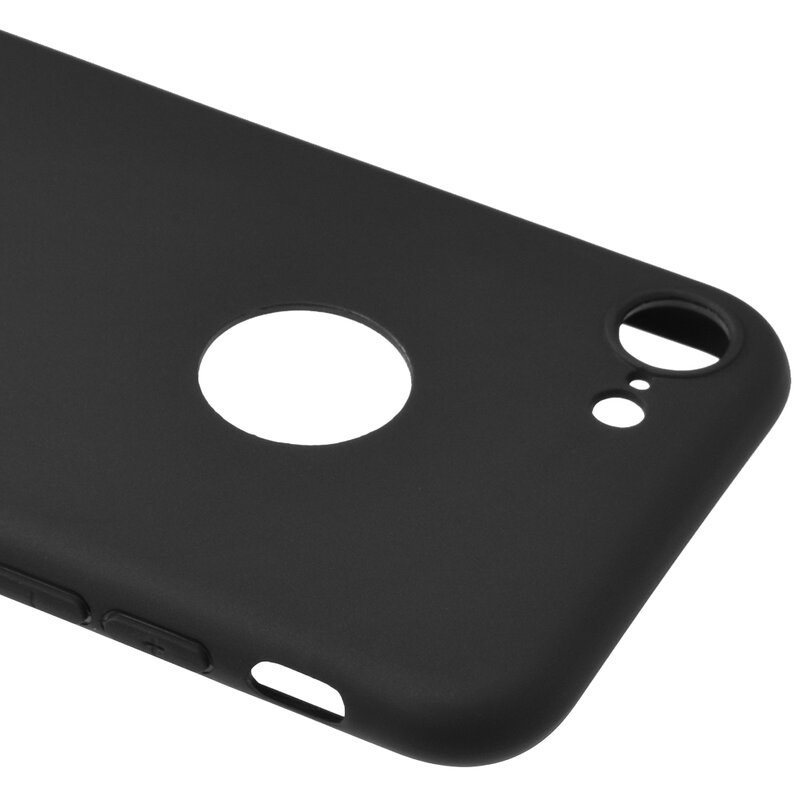 Husa iPhone 7 Soft TPU Cu Decupaj Pentru Sigla - Negru