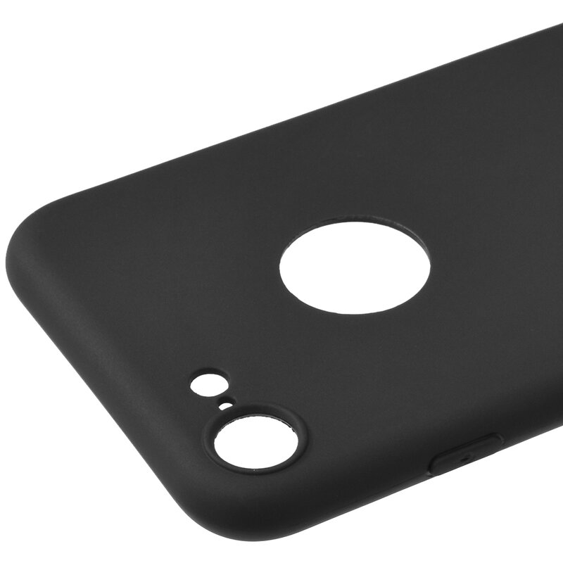 Husa iPhone 8 Soft TPU Cu Decupaj Pentru Sigla - Negru