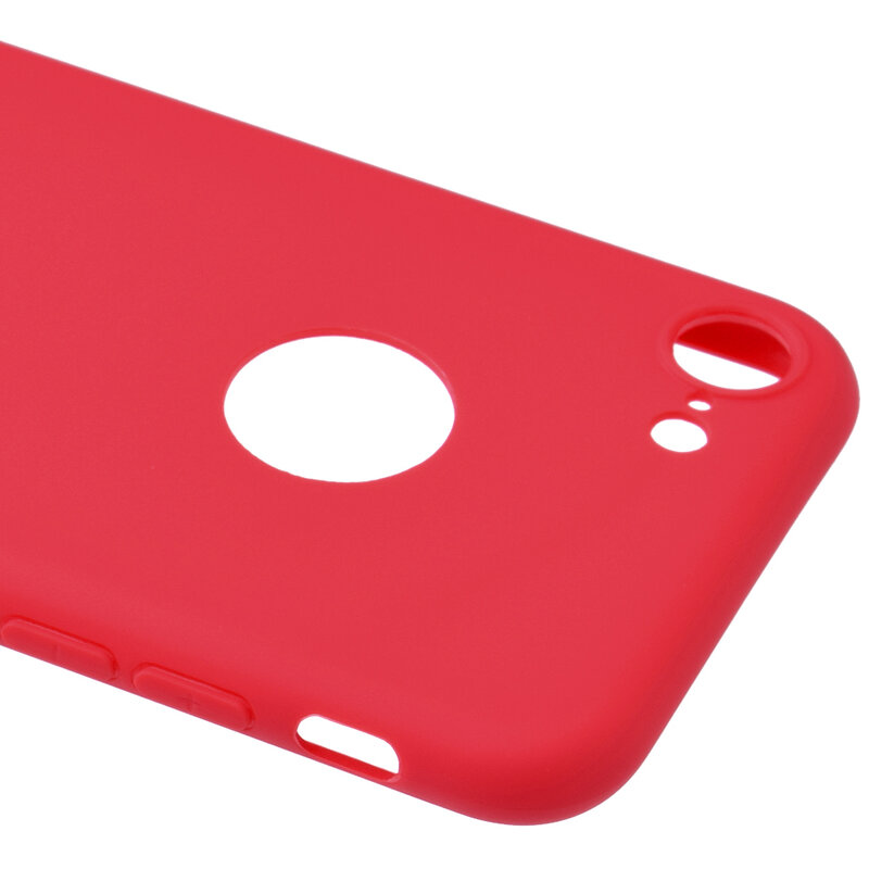 Husa iPhone 7 Soft TPU Cu Decupaj Pentru Sigla - Rosu