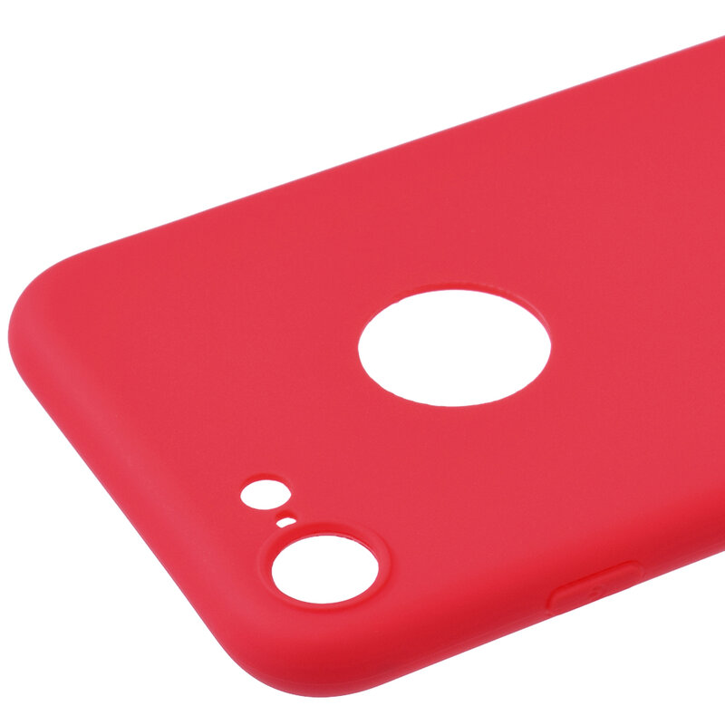 Husa iPhone 8 Soft TPU Cu Decupaj Pentru Sigla - Rosu
