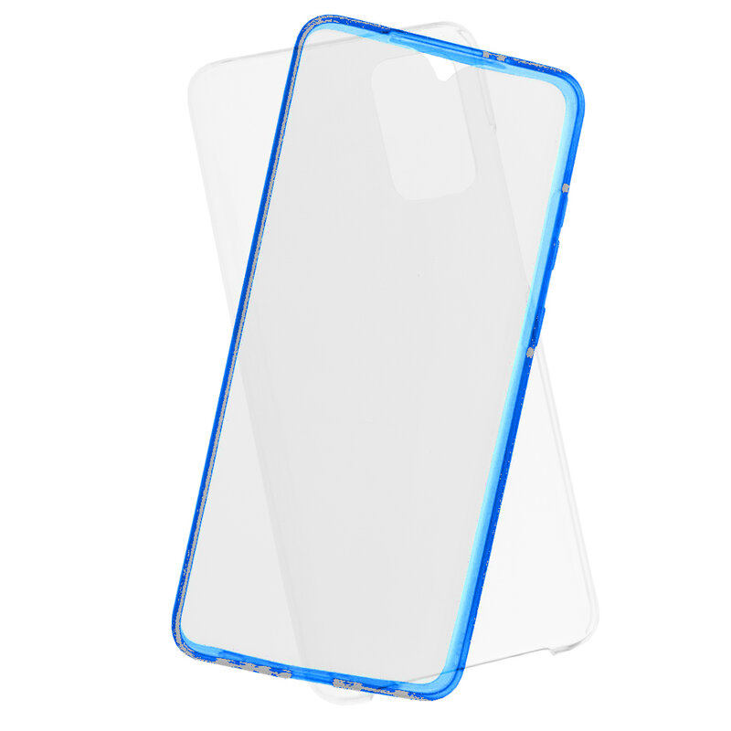 Husa Samsung Galaxy S20 Plus 5G FullCover 360 - Transparent Cu Margine Albastra