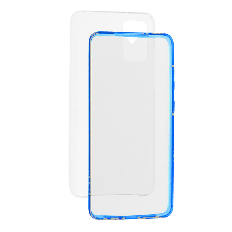 Husa Samsung Galaxy S20 Plus 5G FullCover 360 - Transparent Cu Margine Albastra