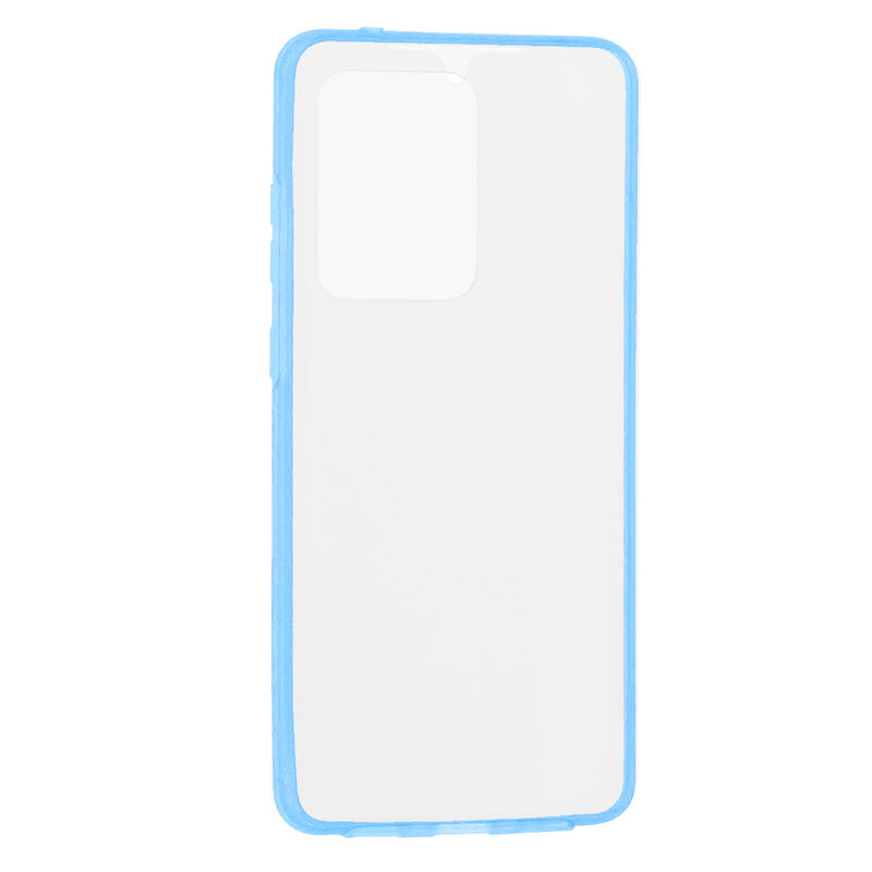 Husa Samsung Galaxy S20 Ultra 5G FullCover 360 - Transparent Cu Margine Albastra