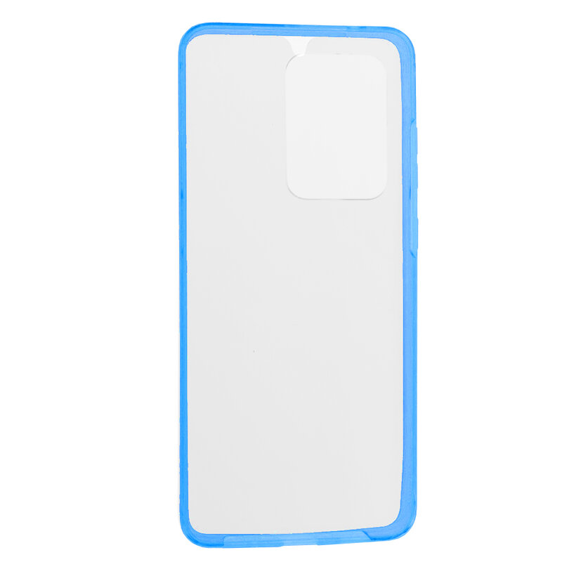 Husa Samsung Galaxy S20 Ultra 5G FullCover 360 - Transparent Cu Margine Albastra
