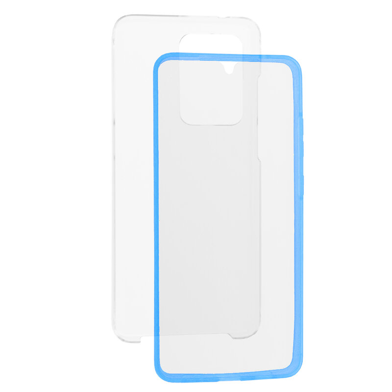 Husa Samsung Galaxy S20 Ultra 5G FullCover 360 - Transparent Cu Margine Albastra
