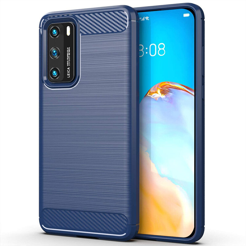 Husa Huawei P40 Techsuit Carbon Silicone, albastru