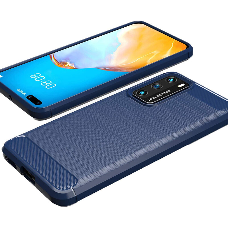 Husa Huawei P40 Techsuit Carbon Silicone, albastru