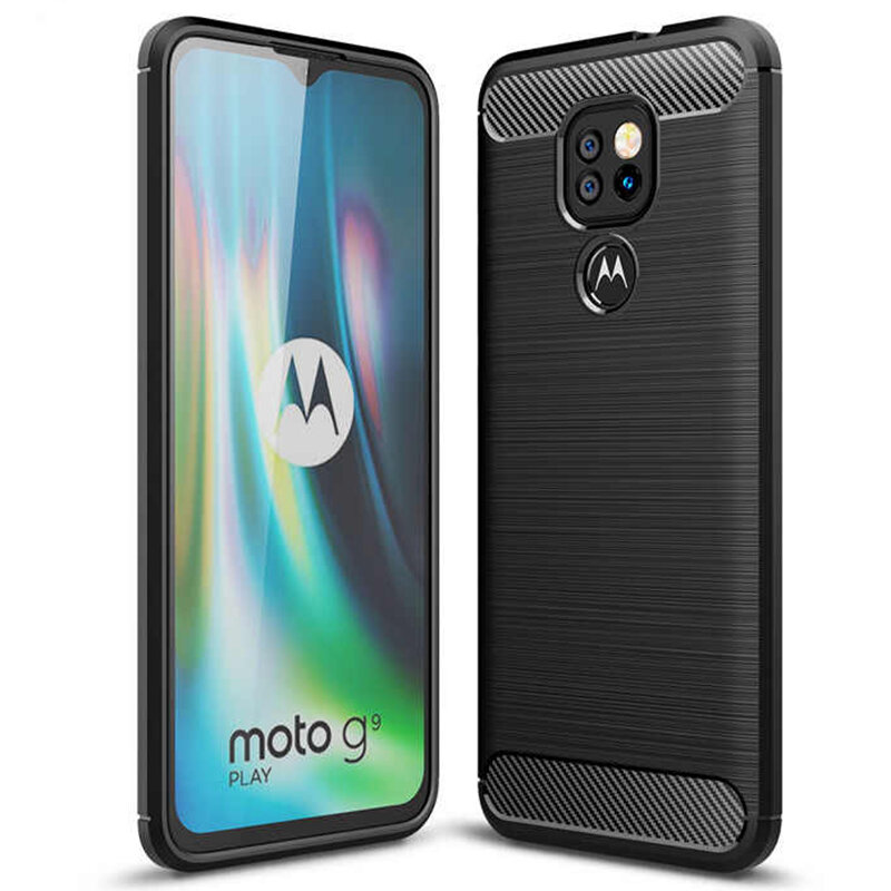 Husa Motorola Moto G9 Play Techsuit Carbon Silicone, negru