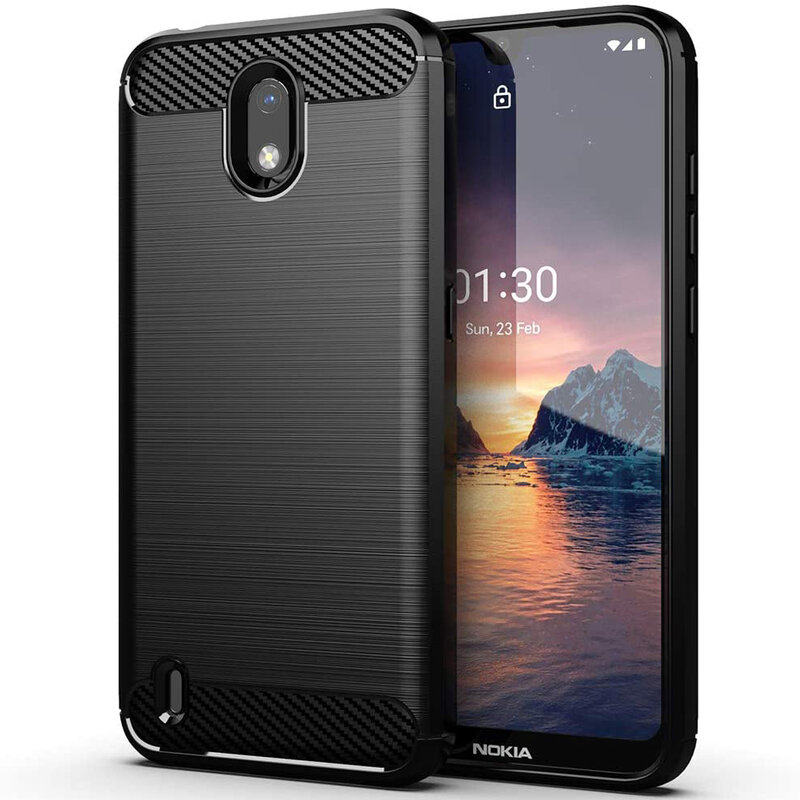Husa Nokia 1.3 Techsuit Carbon Silicone, negru