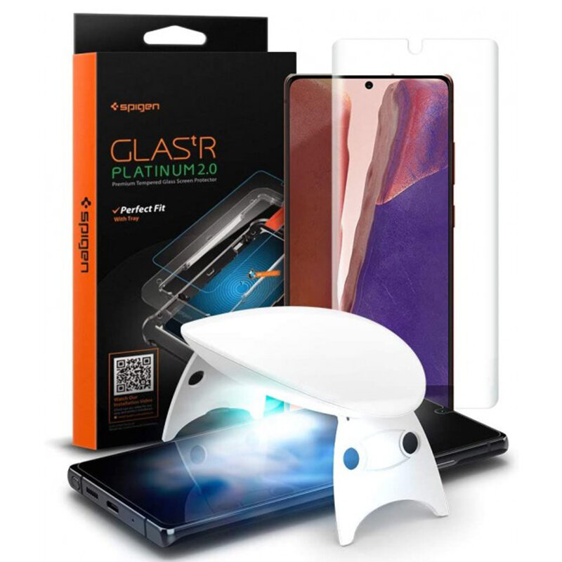 Folie Sticla Samsung Galaxy Note 20 Spigen GLAS.tR Platinum UV Light - Clear