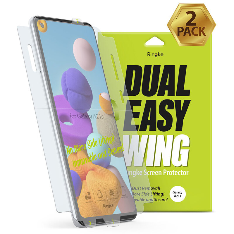 [Pachet 2x] Folie Samsung Galaxy A21s Ringke Dual Easy Wing Self Dust Removal - Clear
