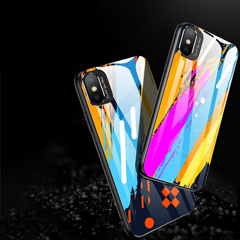 Husa iPhone XS Multicolora Din Sticla Securizata - Model 1