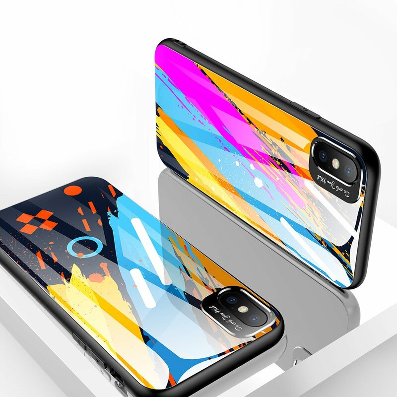 Husa iPhone XS Multicolora Din Sticla Securizata - Model 1