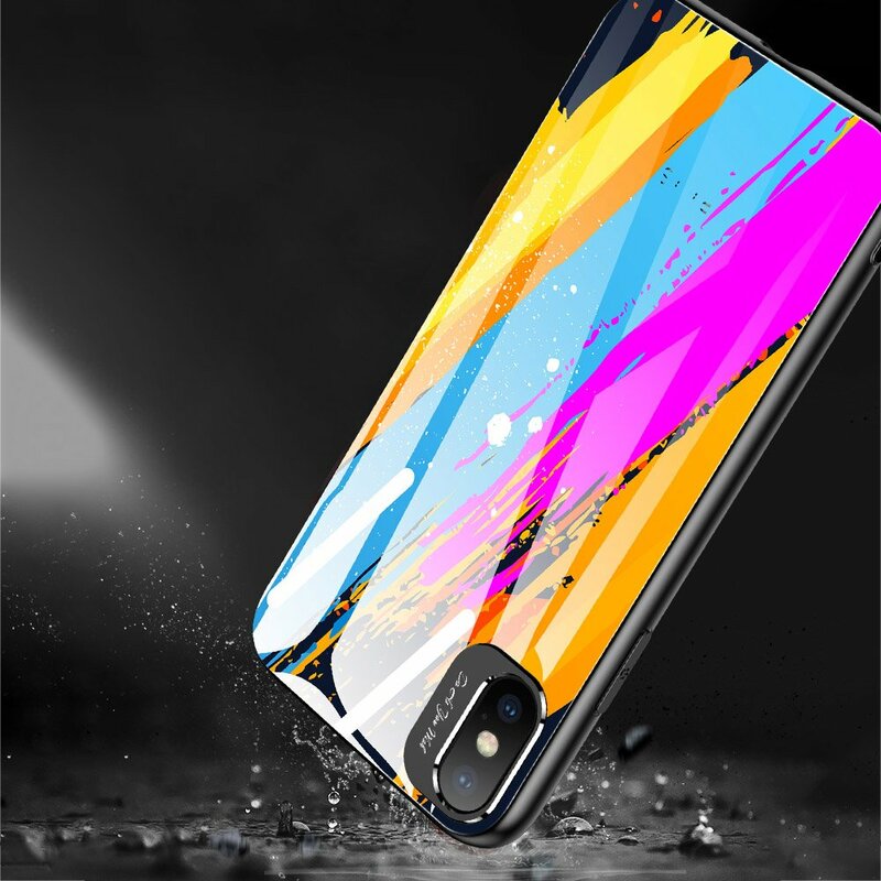 Husa iPhone XS Multicolora Din Sticla Securizata - Model 1