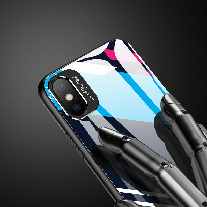 Husa iPhone XS Multicolora Din Sticla Securizata - Model 1