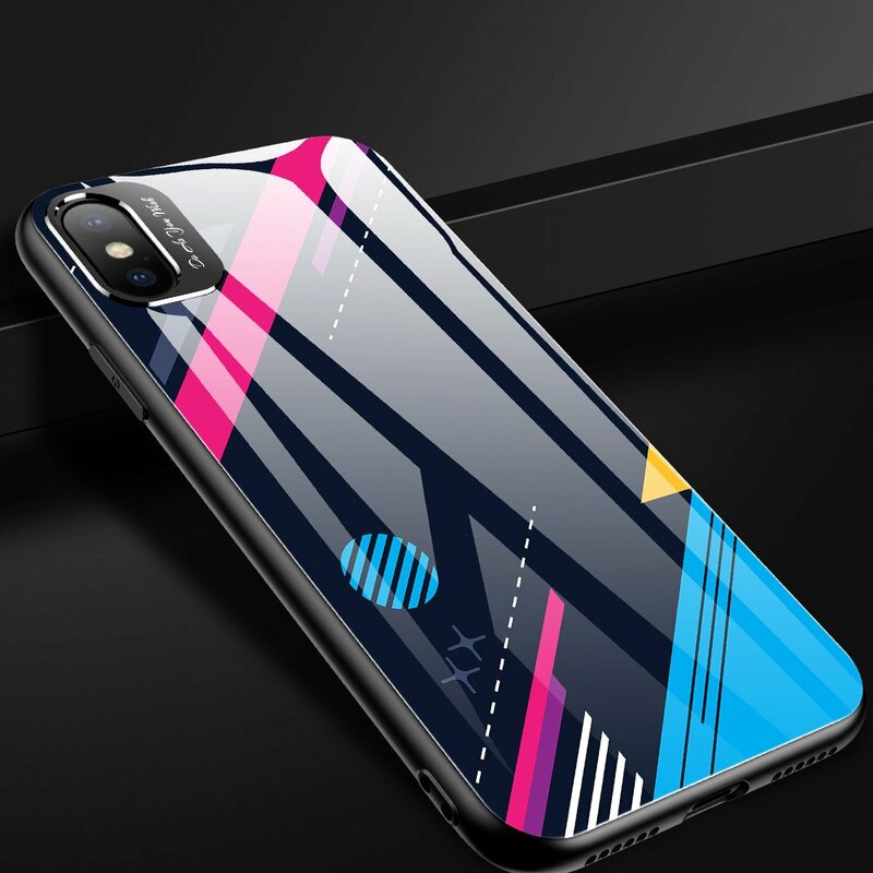Husa iPhone XS Multicolora Din Sticla Securizata - Model 4