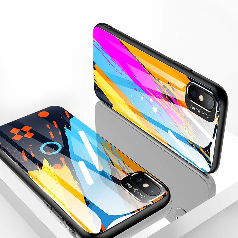 Husa iPhone XR Multicolora Din Sticla Securizata - Model 1