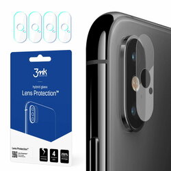 [Pachet 4x] Sticla flexibila camera iPhone X, iPhone 10 3MK - Clear