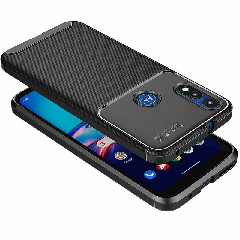 Husa Motorola Moto E 2020 Carbon Fiber Skin - Negru