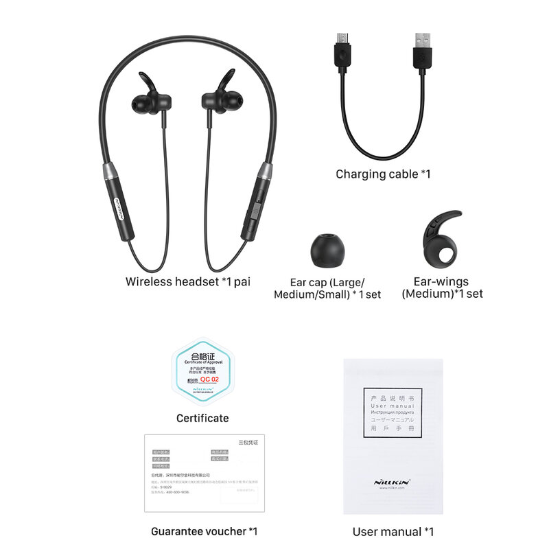 Casti In-Ear Nillkin Soulmate E4 Wireless Cu Bluetooth Si Suport Pentru Gat - Alb