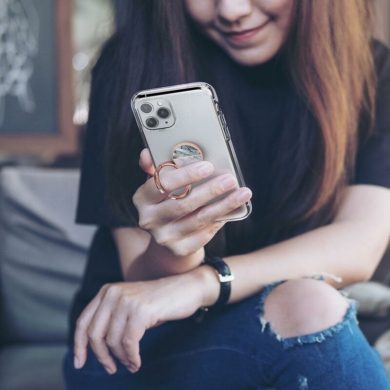 Suport iRing Spigen Ciel By Cyrill Kickstand Universal Cu Adeziv 3M Pentru Telefon - Classic Marble