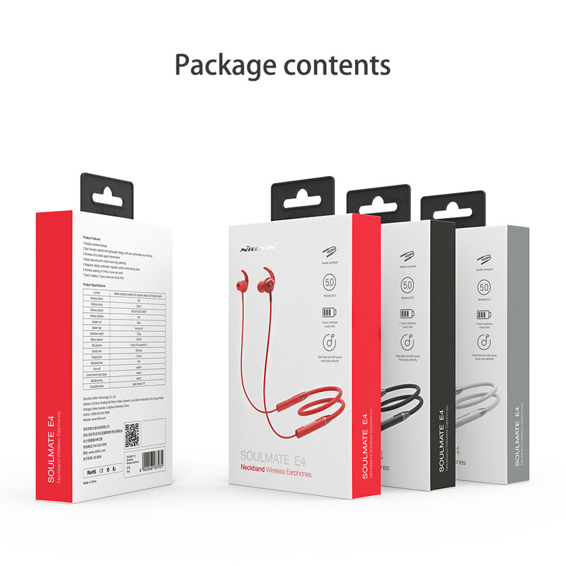 Casti In-Ear Nillkin Soulmate E4 Wireless Cu Bluetooth Si Suport Pentru Gat - Negru