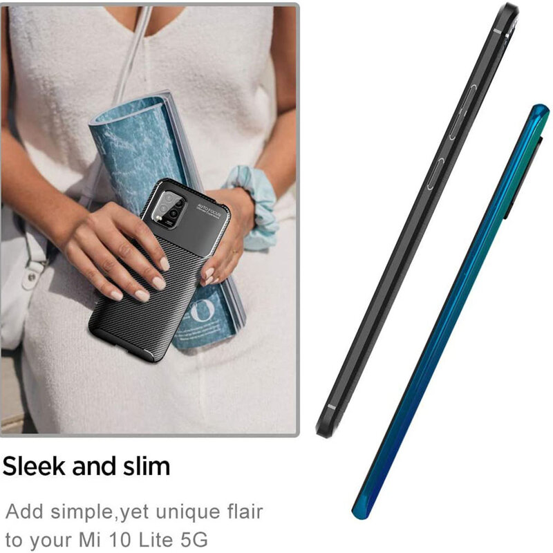 Husa Xiaomi Mi 10 Lite Carbon Fiber Skin - Negru