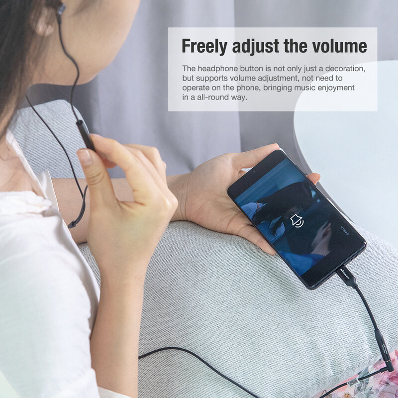 Adaptor Audio Nillkin NH1, DAC Chip, convertor Type-C la Jack 3.5mm, negru