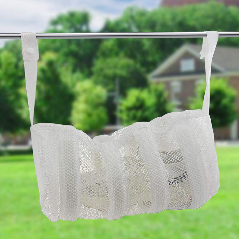 Sac Textil Cu Fermoar Pentru Spalat Incaltaminte Si Haine Delicate - Alb
