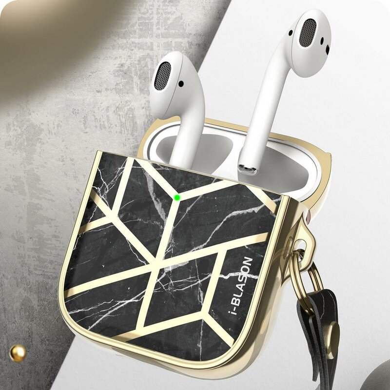 Husa Apple Airpods i-Blason Cosmo, curea de prindere, negru