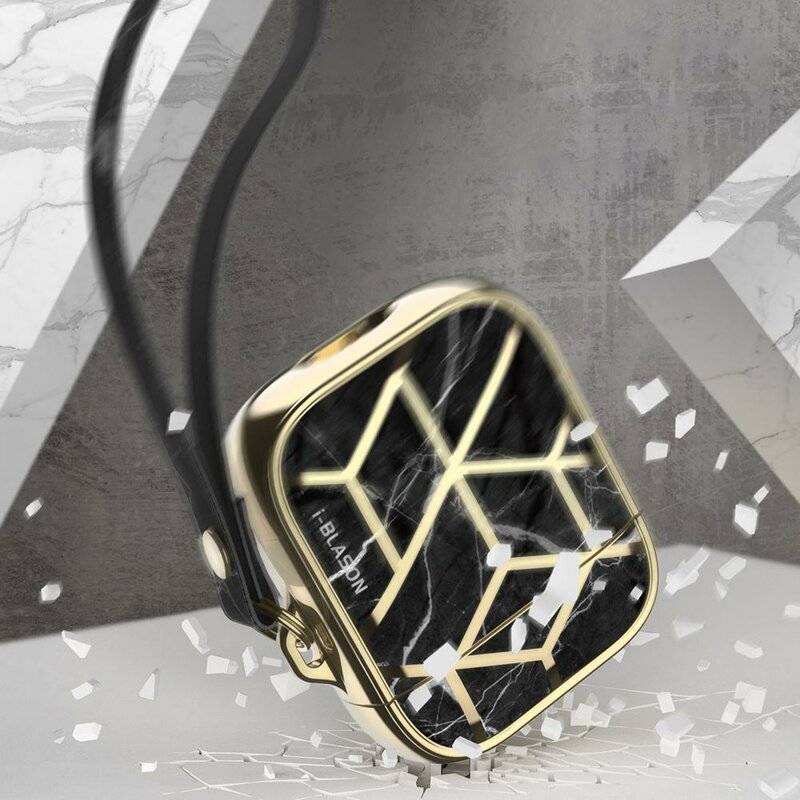 Husa Apple Airpods i-Blason Cosmo, curea de prindere, negru