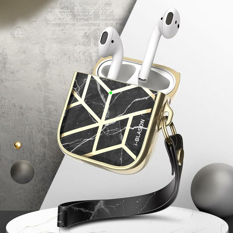 Husa Apple Airpods i-Blason Cosmo, curea de prindere, negru