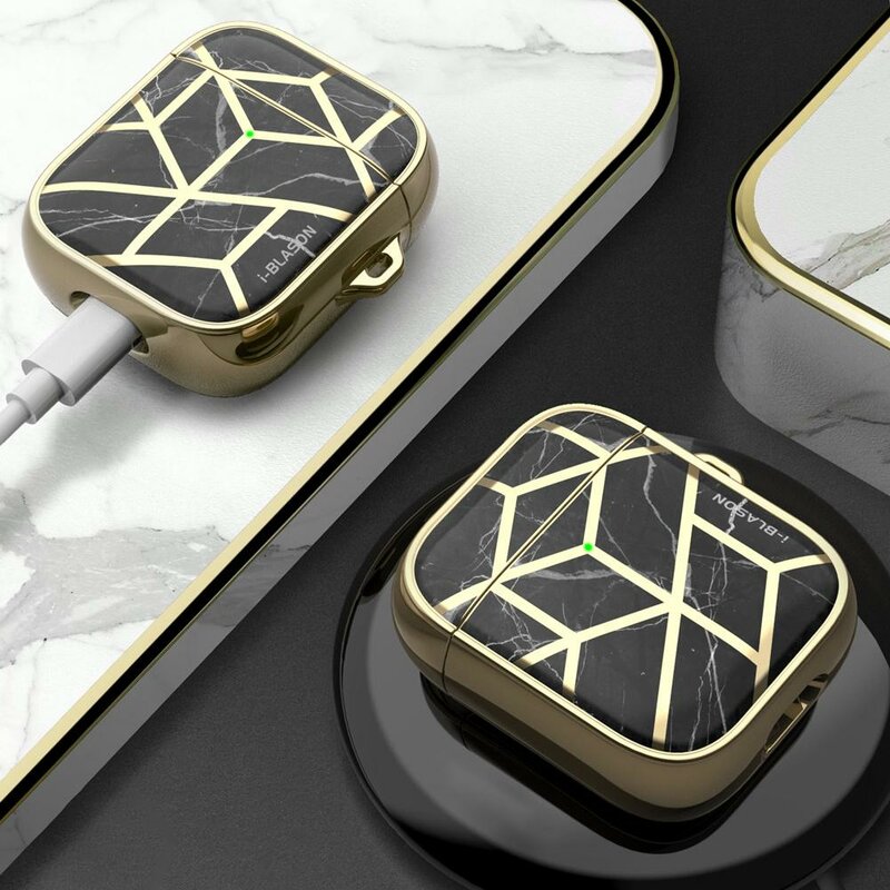 Husa Apple Airpods i-Blason Cosmo, curea de prindere, negru