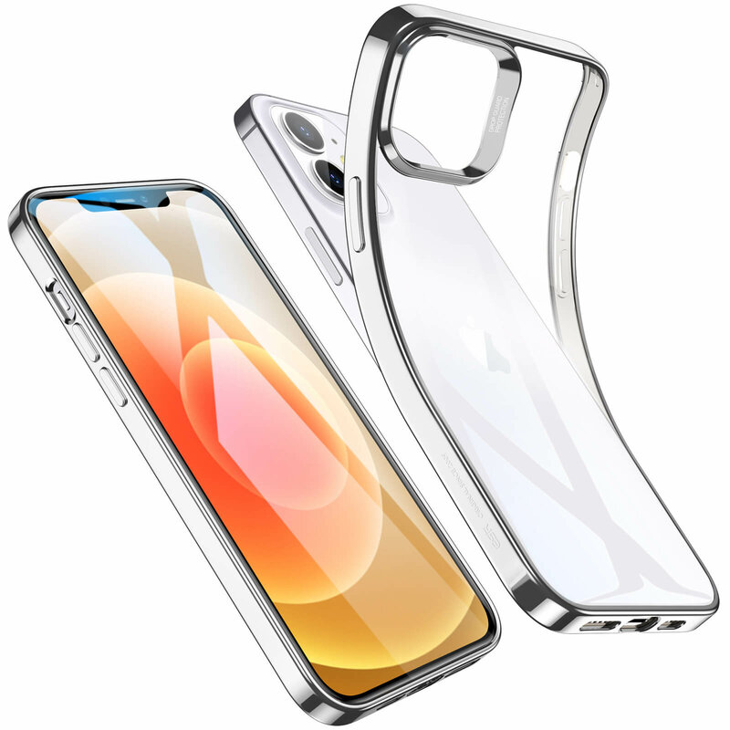 Husa iPhone 12 mini ESR Halo Transparenta Cu Margini Colorate - Argintiu