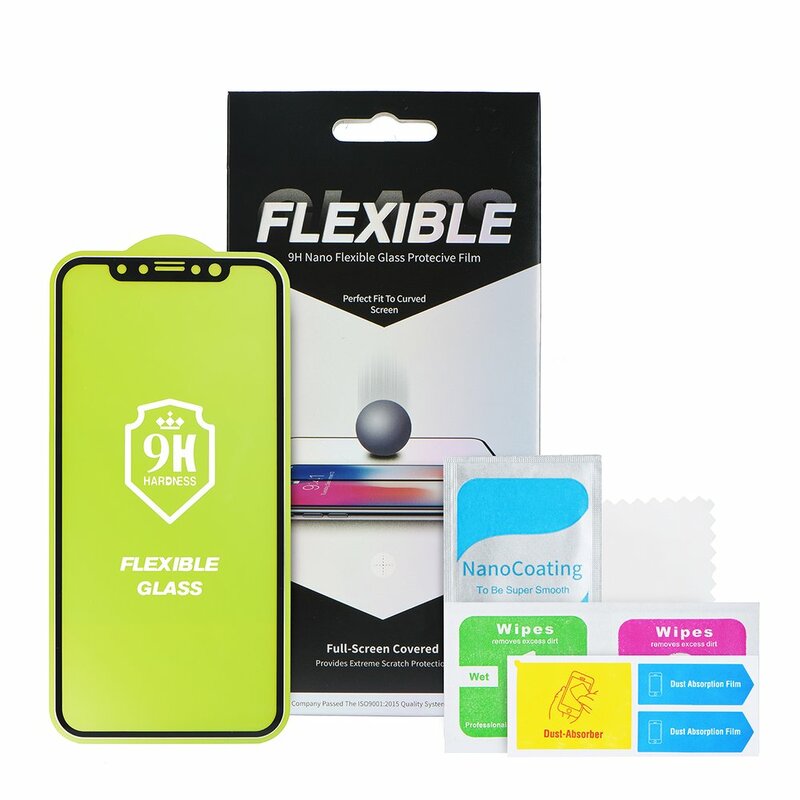 Folie iPhone 12 Pro Nano Flexible Glass Full-Screen 9H - Black