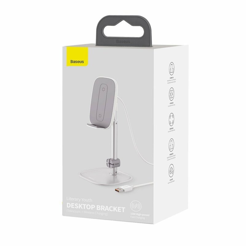 Suport Birou Baseus Cu Incarcare Wireless Pentru Telefon 15V - SUWY-D0S - Argintiu