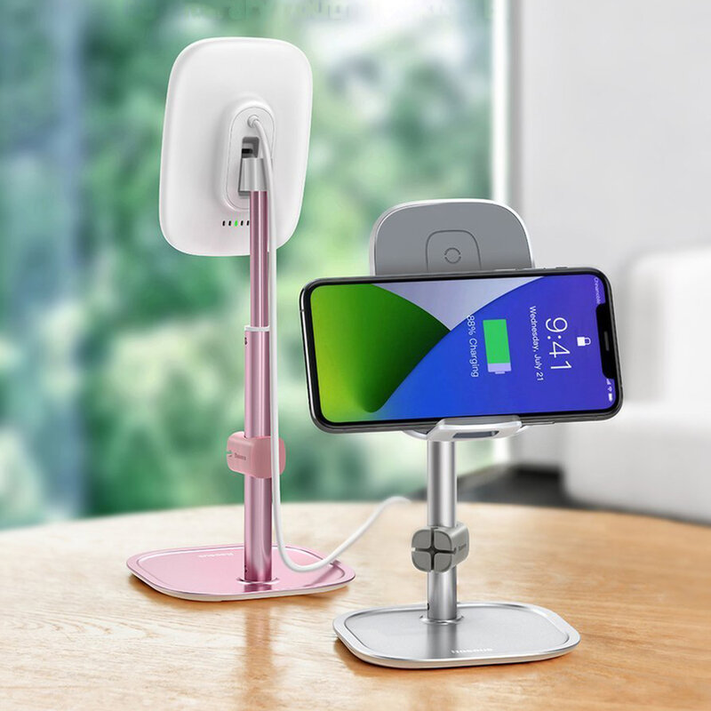 Suport Birou Baseus Cu Incarcare Wireless Pentru Telefon 15V - SUWY-D0S - Argintiu