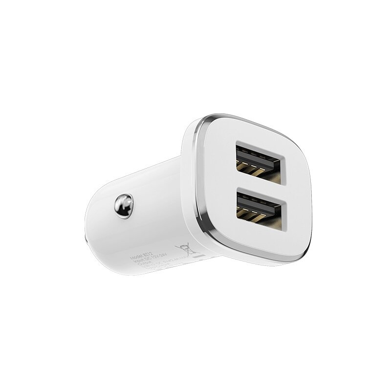 Incarcator Auto Borofone BZ12 Dual USB Cu Cablu USB / Micro-USB 2.4A - Alb