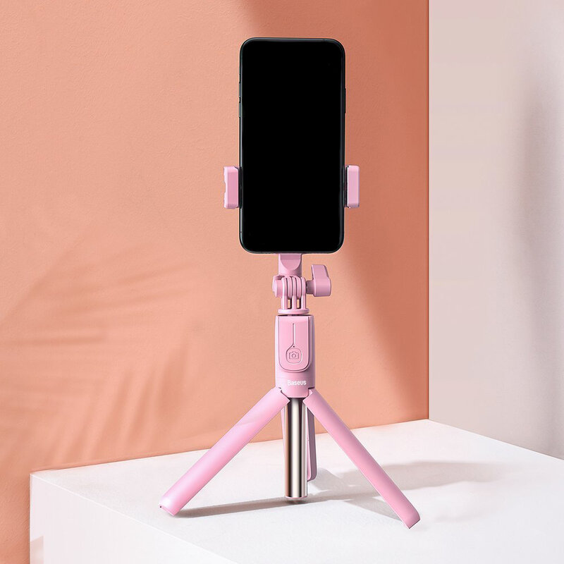 Suport Selfie Stick Baseus Lovely Bluetooth Tripod Telescopic Cu Telecomanda – SUDYZP-F04 – Roz