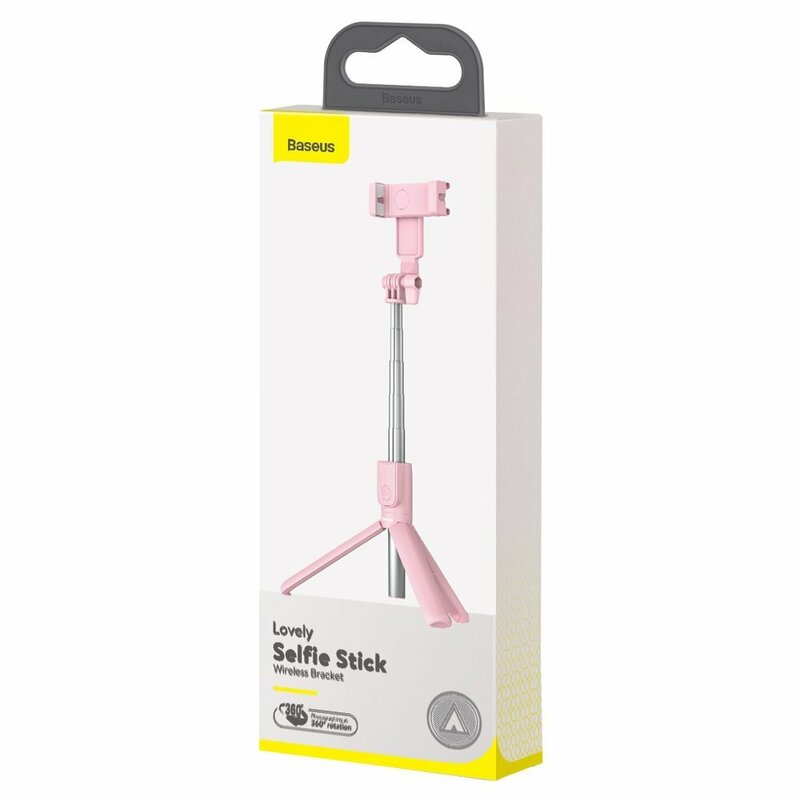 Suport Selfie Stick Baseus Lovely Bluetooth Tripod Telescopic Cu Telecomanda – SUDYZP-F04 – Roz
