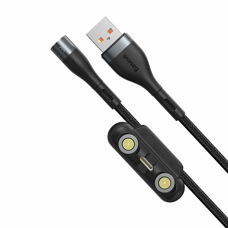 Cablu De Date Baseus Zinc Magnetic 3in1 USB / Lightning / Type C / Micro-USB 3A - 1m - CA1T3-AG1 - Negru